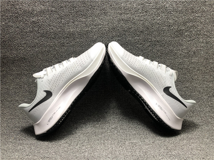 Men Nike Zoom Pegasus 37 White Black Running Shoes - Click Image to Close